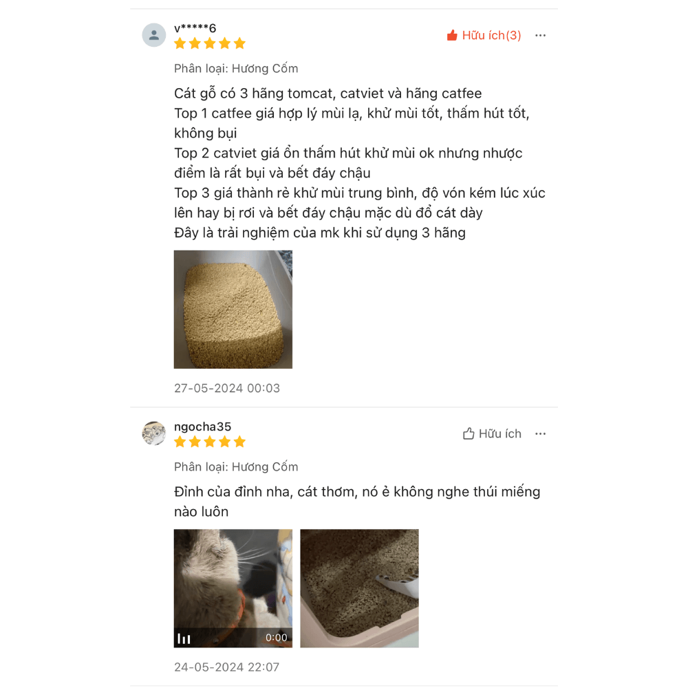 review cát cho mèo Catfee