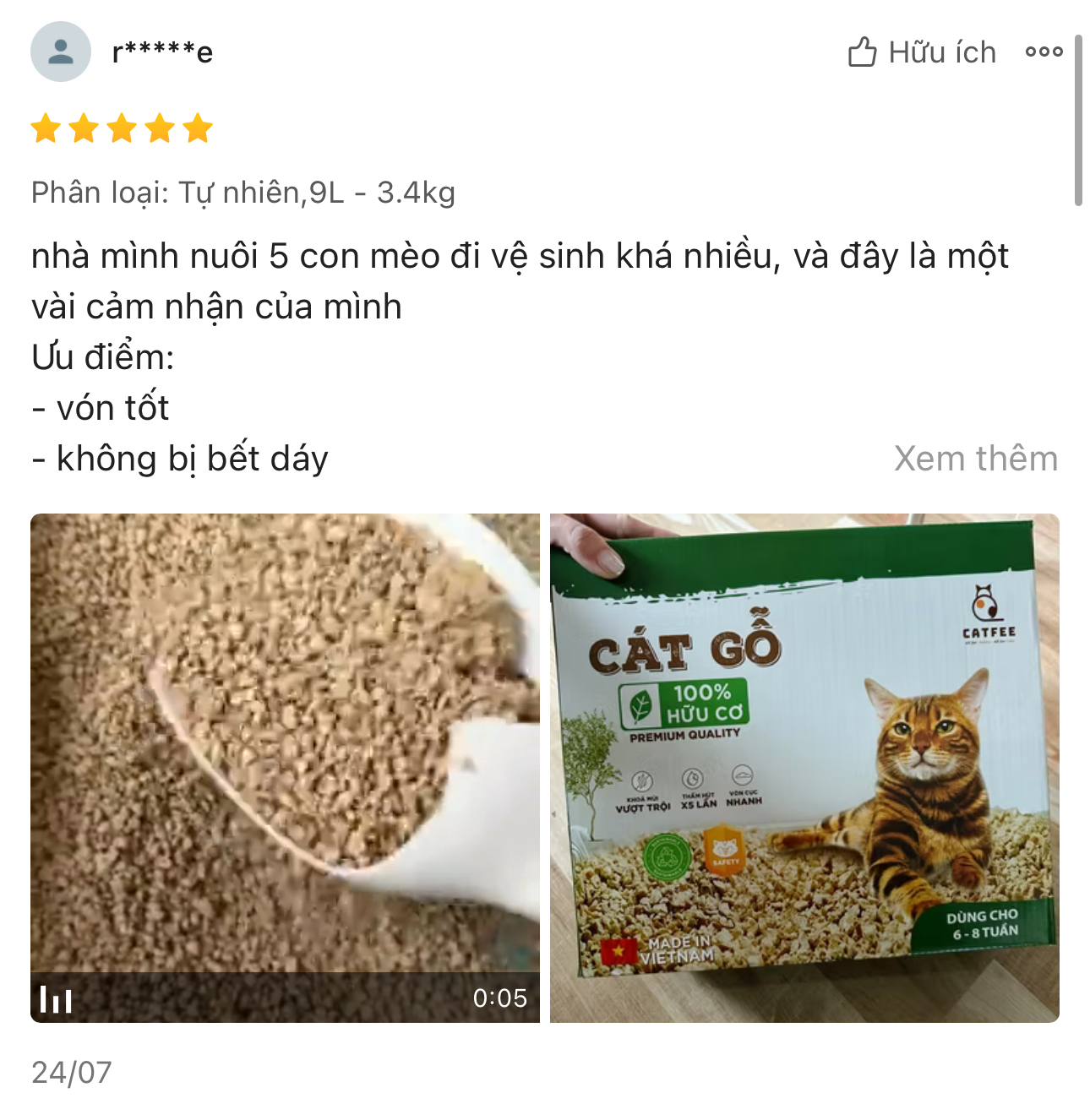 review cát gỗ catfee cho mèo