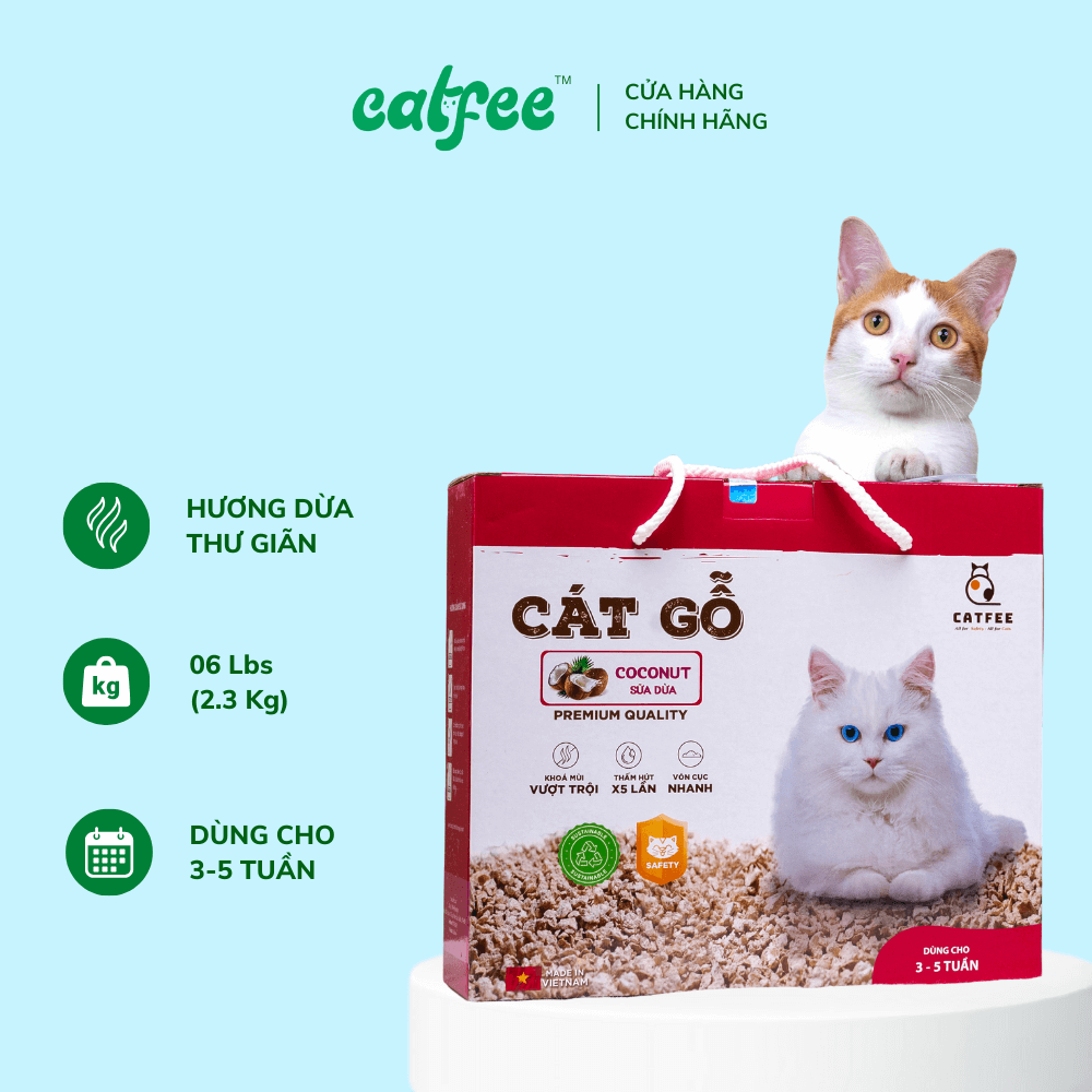 Cát gỗ cho mèo hương Sữa Dừa Catfee™ - 6L