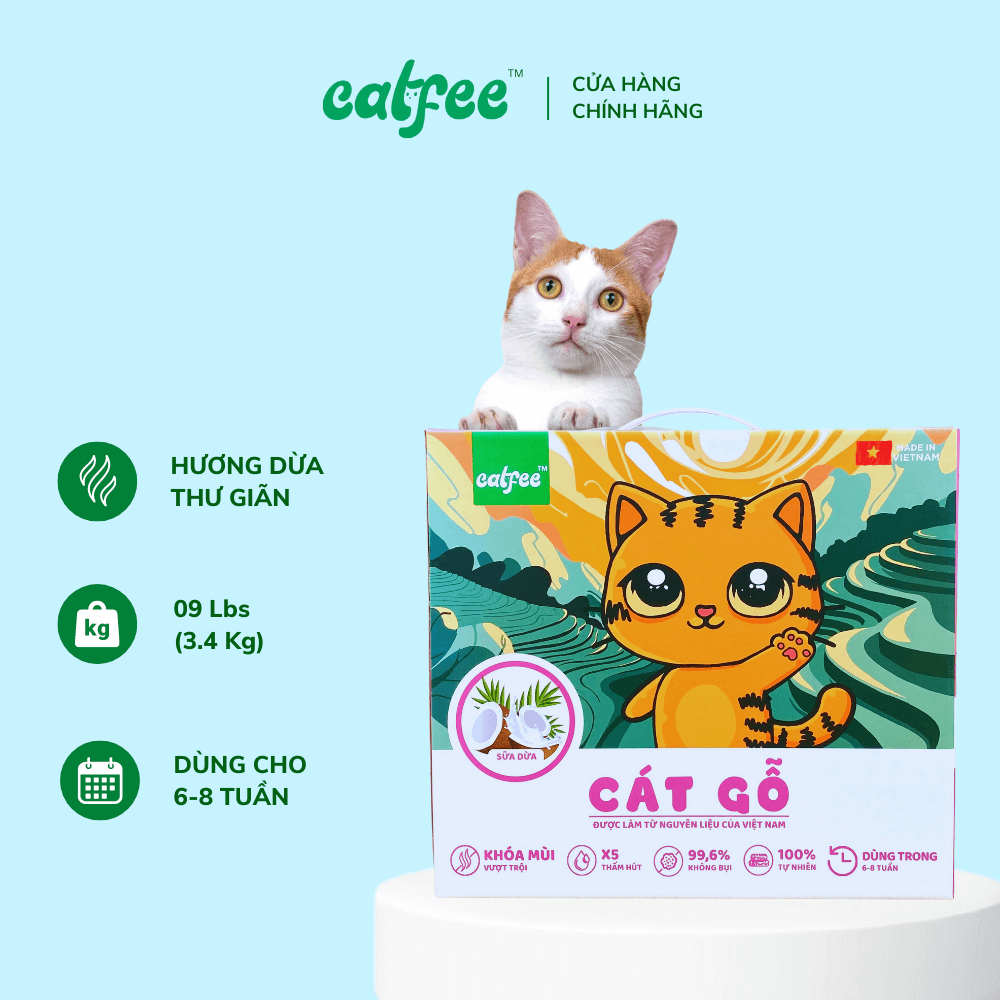 Cát gỗ cho mèo hương Sữa Dừa Catfee™ - 9L